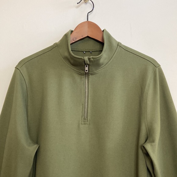 Kit and Ace Shirt Mens Medium Green Quarter Zip Pullover Zip Pocket Athleisure - Picture 3 of 13